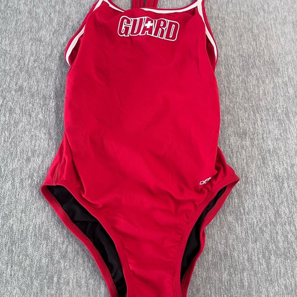 Delfin Red One Piece High-Cut Racerback Swimsuit suze 34 #160 - Picture 2 of 5
